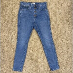 Madewell 10" High-Rise Skinny Jeans Dewitt Wash Button Fly Size 27P style MB011